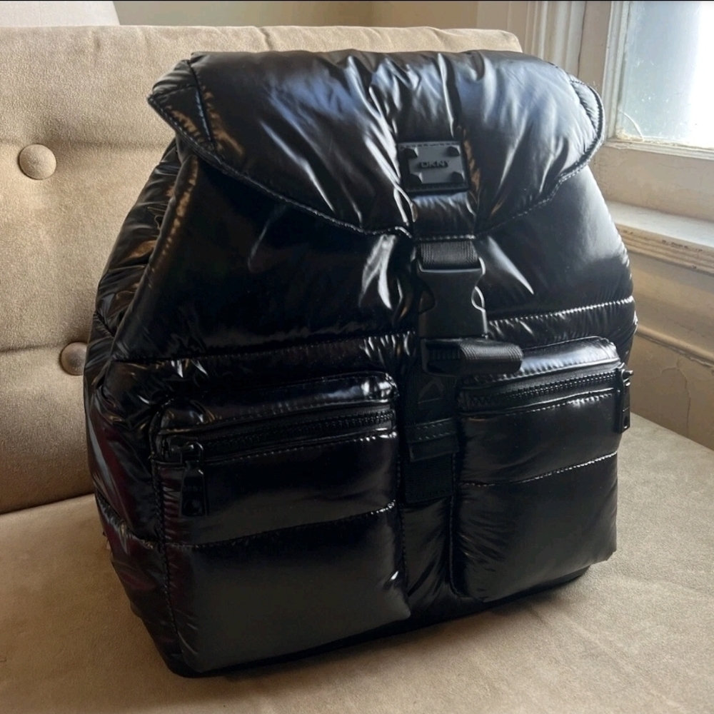 DKNY Black Puffer Signature Backpack - Picture 4 of 6